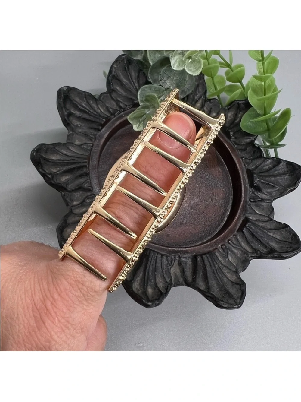 Gold Textured Rectangular Hair Clip - Women’s Hair Accessory FINAL PRICE DROP